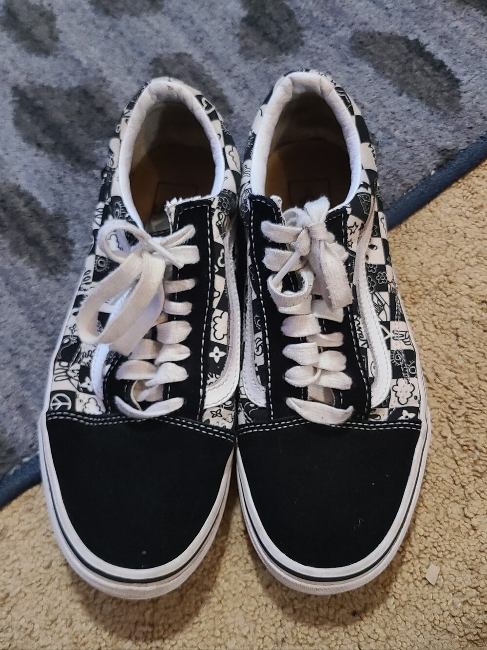Vans Old Skool Doodle Checkerboard Sneakers Size 9